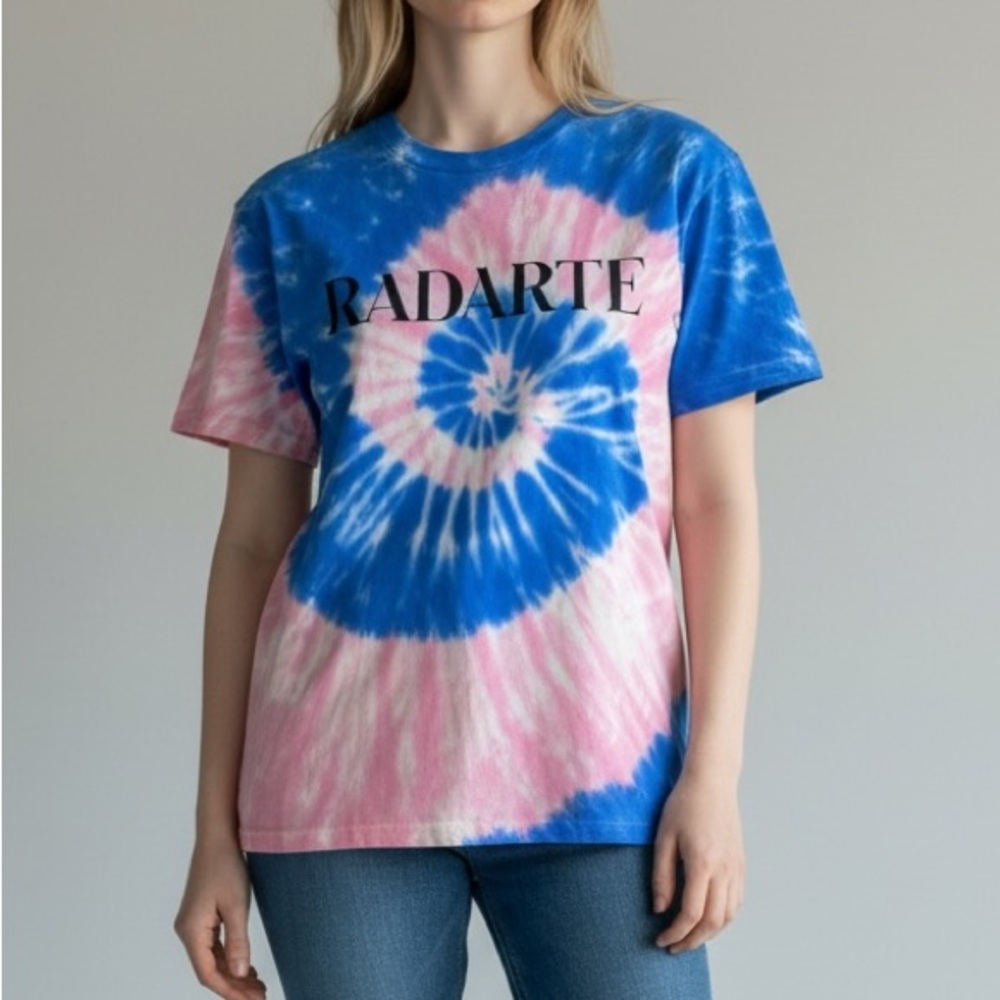 Rodarte Radarte Logo Tie Dye T-Shirt Pink Blue Small NWT